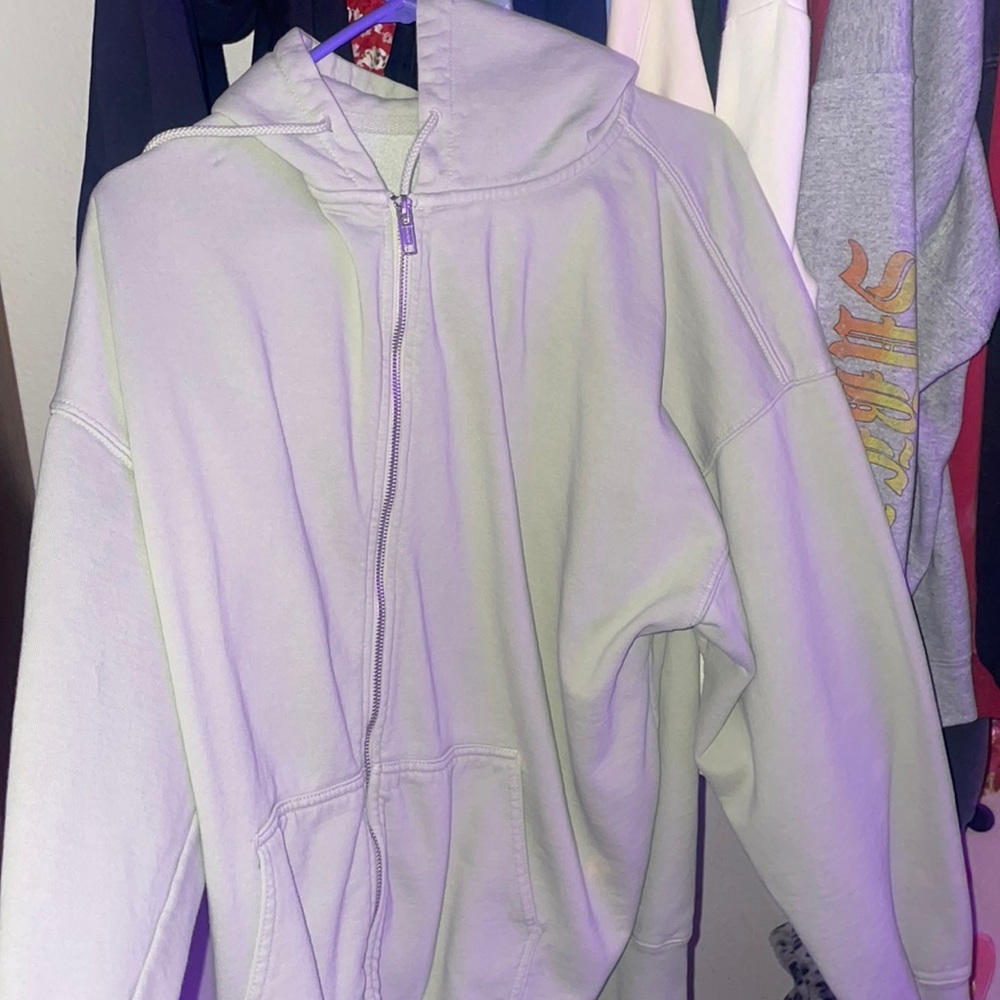 mint green brandy melville big zip up